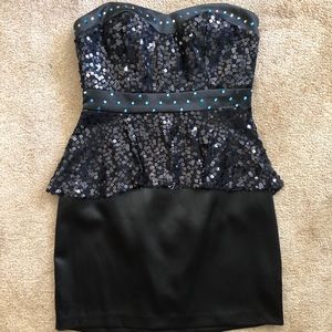 Black & Sequin Peplum Cocktail Dress